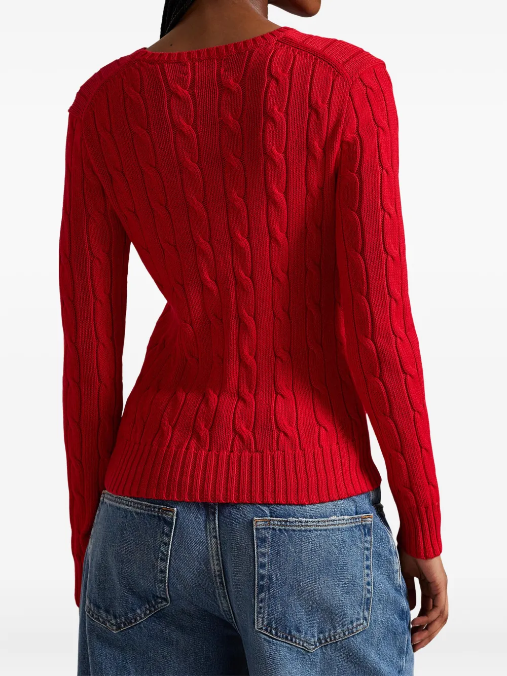 Свитер фактурной вязки с круглым вырезом Polo Ralph Lauren, красный — фото 4