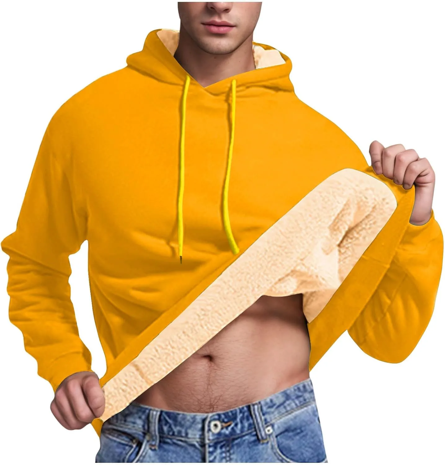 

Мужская толстовка с капюшоном Sherpa, утепленная, однотонная