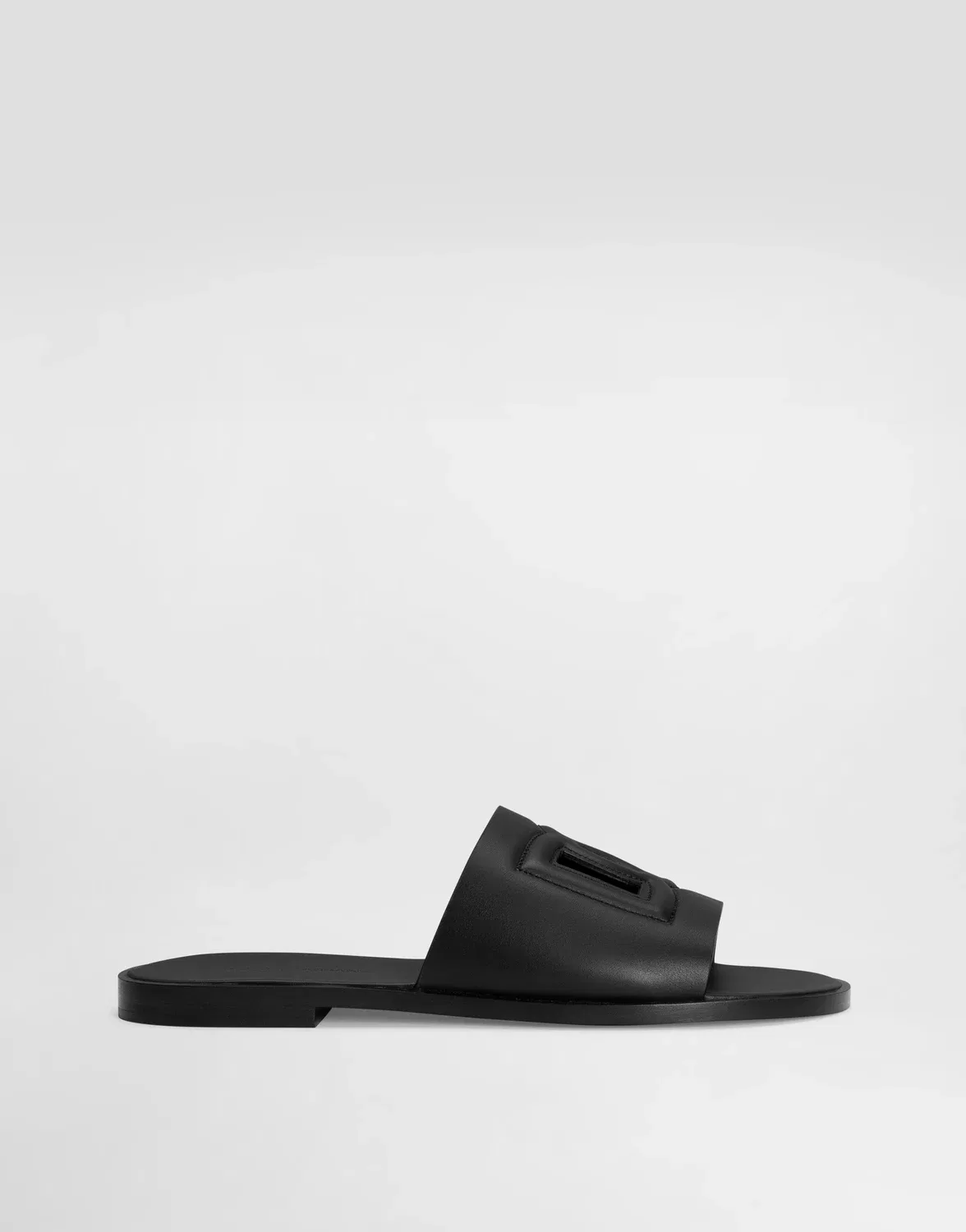 Сланцы из телячьей кожи DOLCE & GABBANA, черный