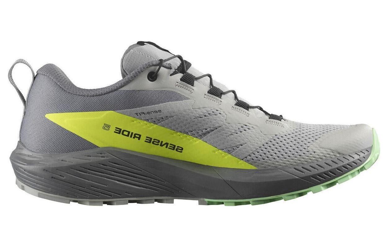 Кроссовки мужские Sense Ride 5 с низким верхом серые/зеленые Salomon — фото 2