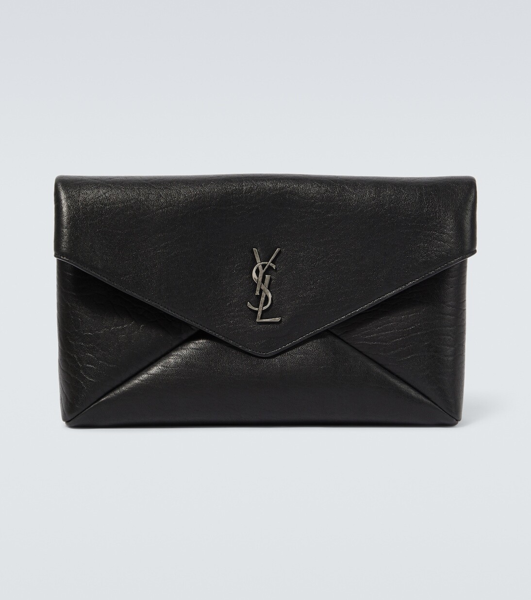 

Кожаный клатч с монограммой Saint Laurent, черный