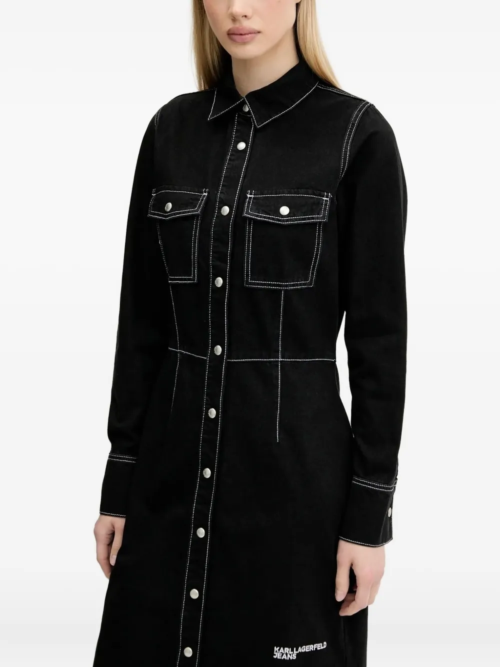 

Мини-платье-рубашка с контрастной строчкой Karl Lagerfeld Jeans, черный