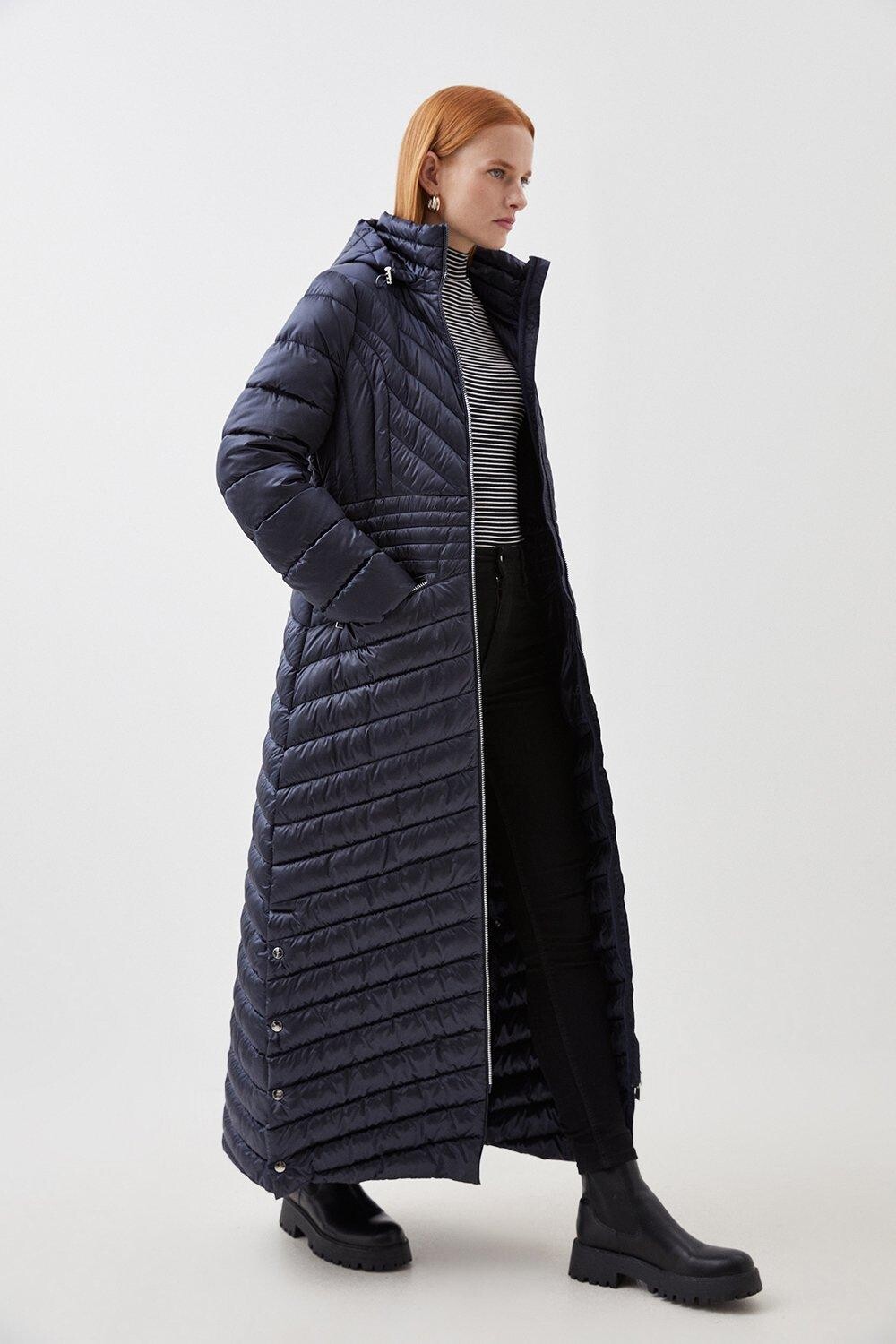 

Легкое компактное длинное пальто Petite Karen Millen, темно-синий