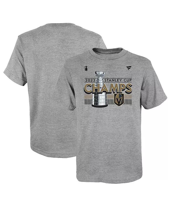 

Футболка Big Boys Heather Grey Vegas Golden Knights с изображением чемпионов Кубка Стэнли 2023 в раздевалке Fanatics