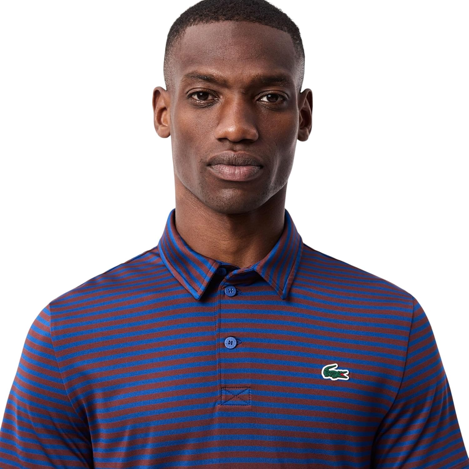 Lacoste мужская спортивная поло Regular Fit с защитой от ультрафиолета для гольфа, Globe/Expresso Striped — фото 2