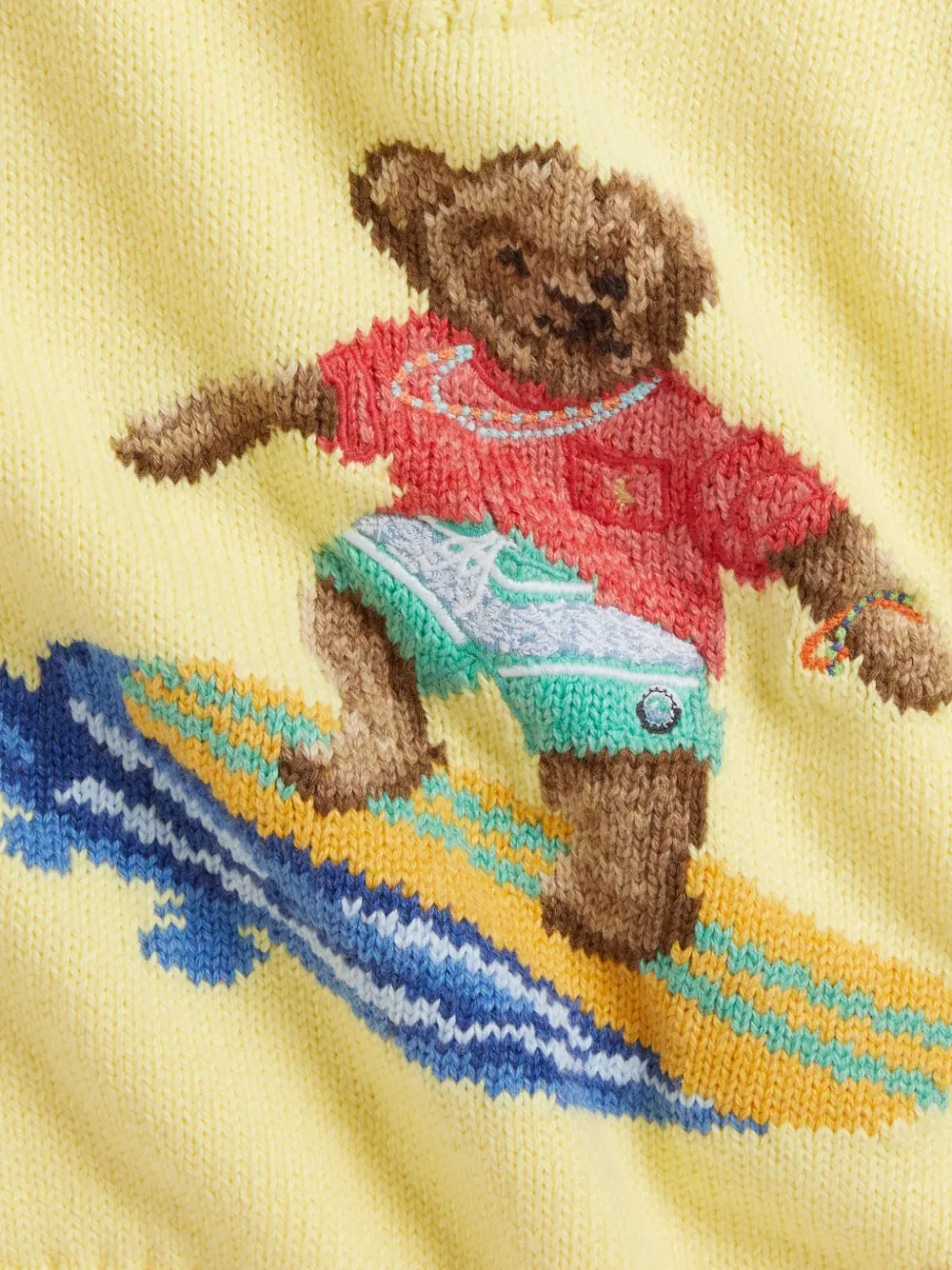 Свитер с круглым вырезом и вышивкой в виде медведя Polo Ralph Lauren Kids, желтый — фото 3