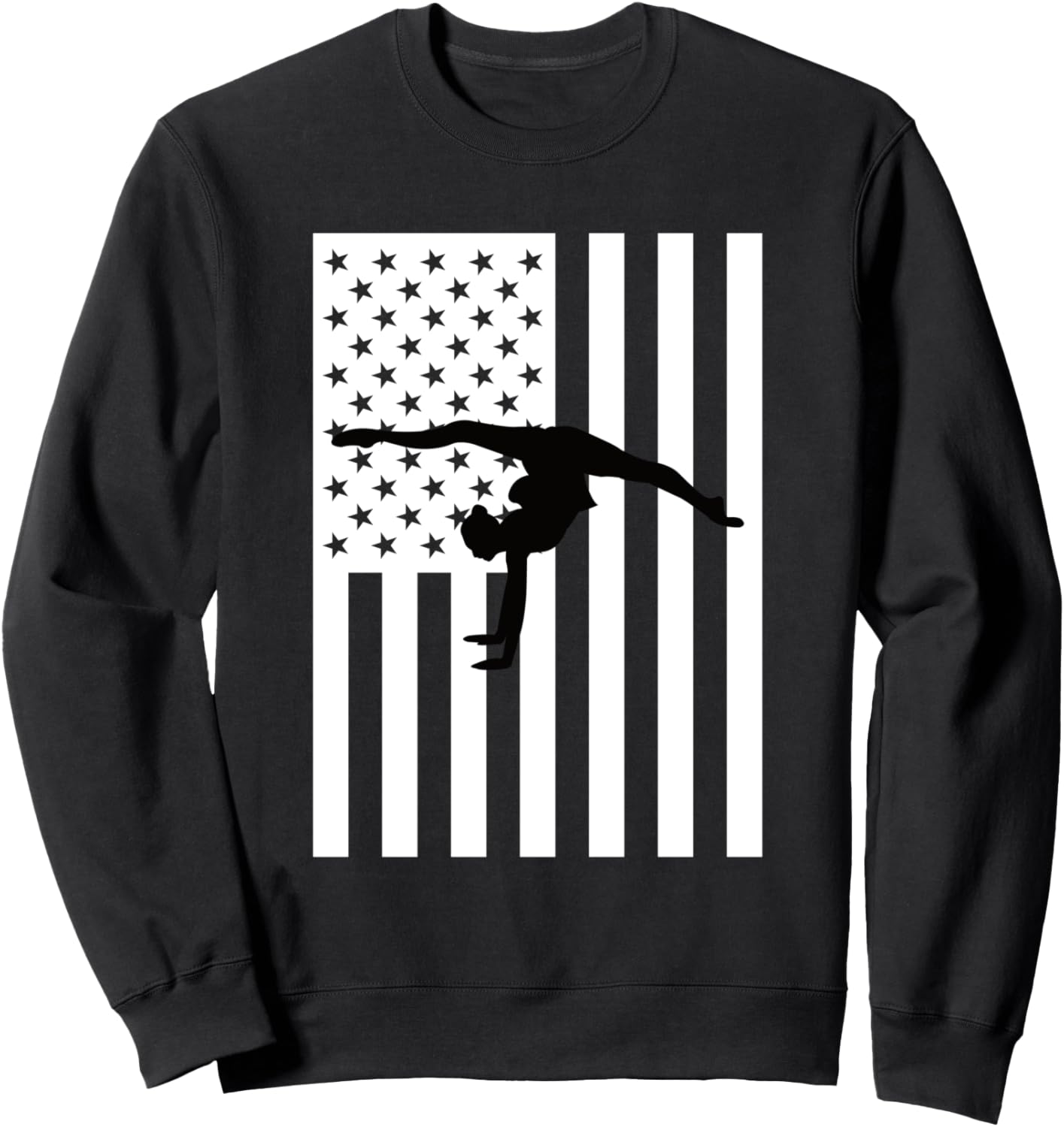 

Футболка для гимнастики с силуэтом американского флага, патриотическая, черная (black 19-3911tcx), размер S Shirtbooth: Patriotic Sports