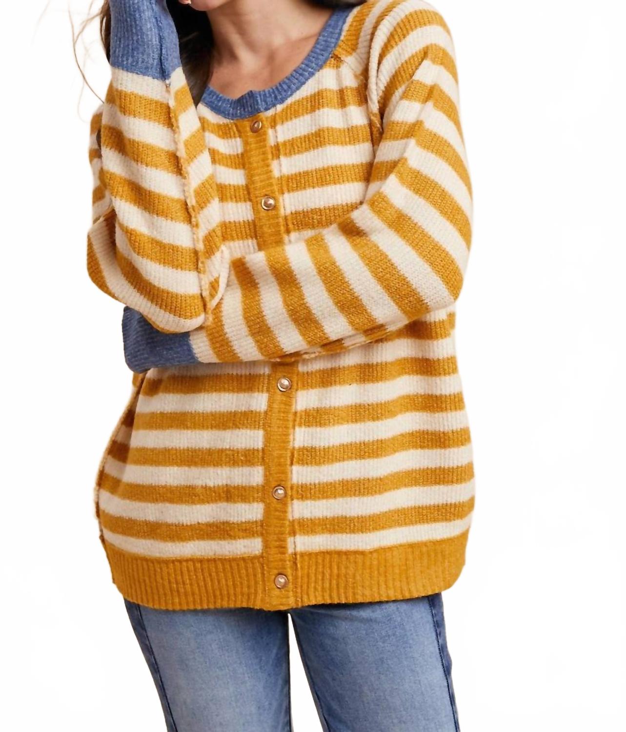 

Полосатый ребристый кардиган цвета бархатцев Anniewear, Marigold