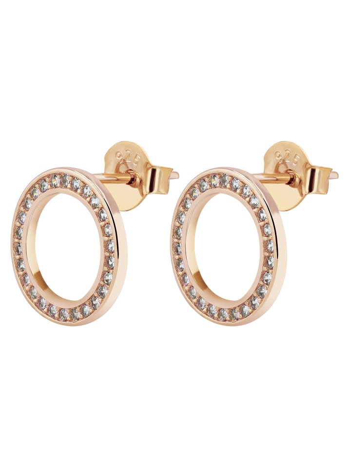 

Adeliás Женские серьги - серьги-гвоздики из серебра 925 пробы с кубическим цирконием в золотой оправе