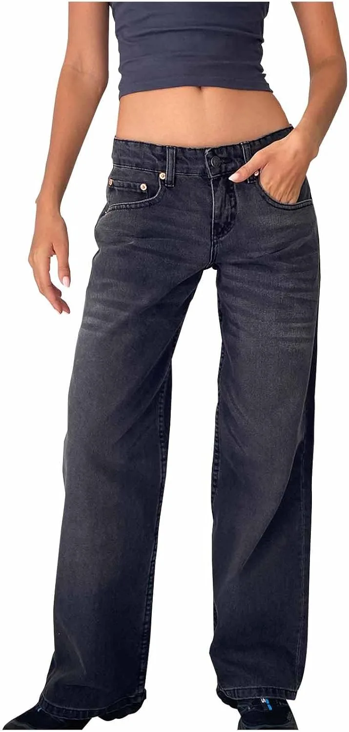 

Женские джинсы low rise baggy с прямым кроем и свободным силуэтом