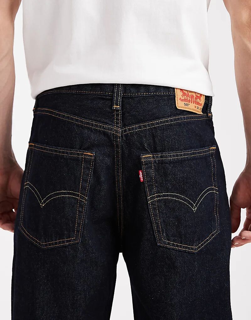 Джинсы Levi's 565 свободного прямого кроя, тёмного цвета — фото 4