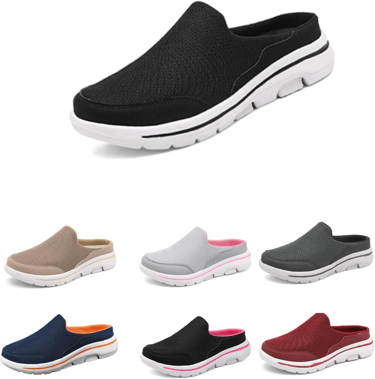 

Слипоны и сабо для мужчин и женщин, легкие туфли с открытой пяткой, удобная обувь для прогулок, дышащие тапочки, закрытый носок, шлепанцы-слипы для дома и улицы с противоскользящей подошвой Generic, белый/черный