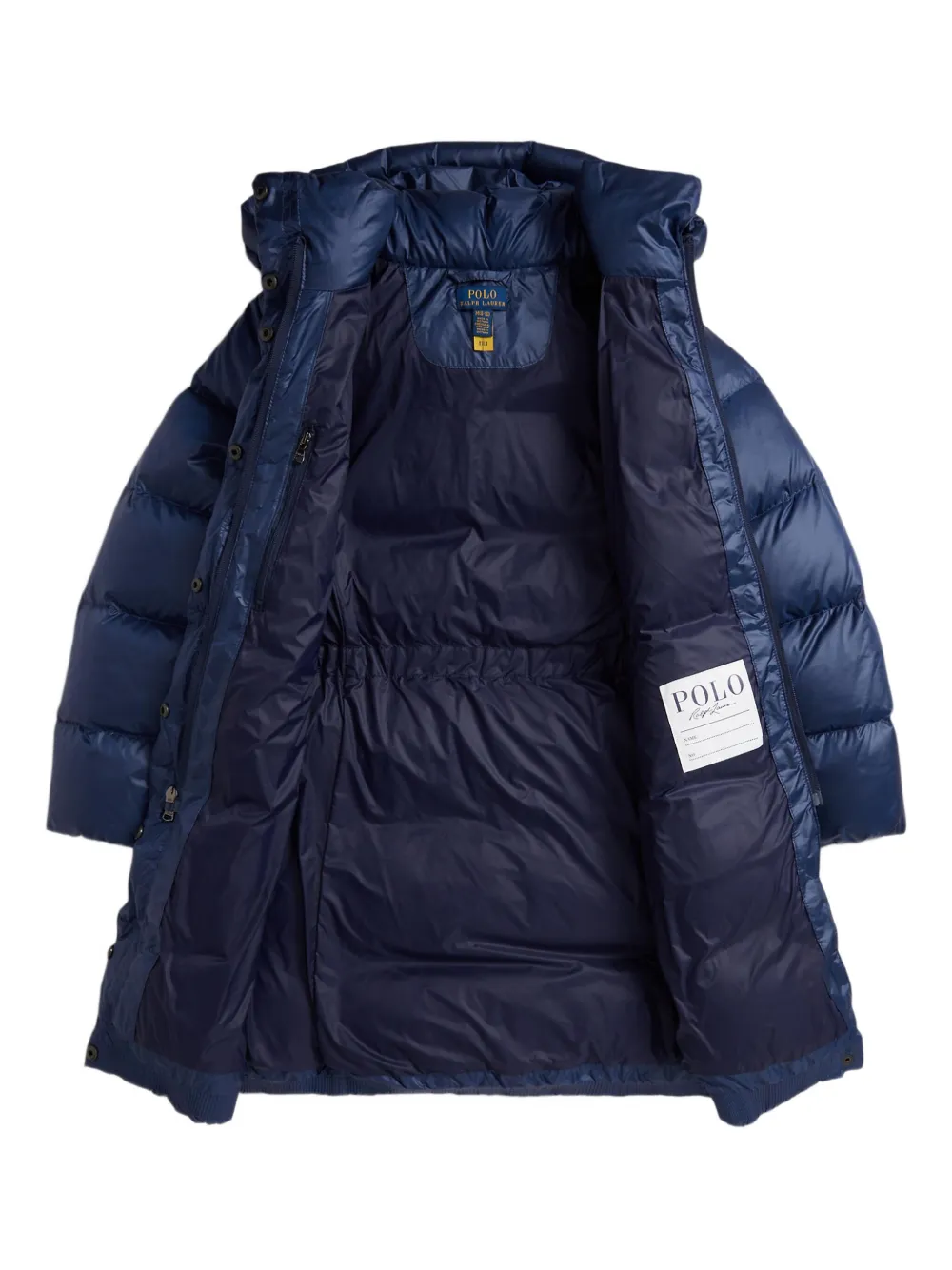 Длинное пальто-пуховик с капюшоном POLO RALPH LAUREN KIDS, синий — фото 3