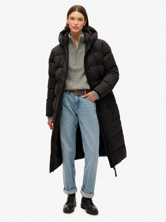 

Удлиненный пуховик из микрофибры Superdry, черный