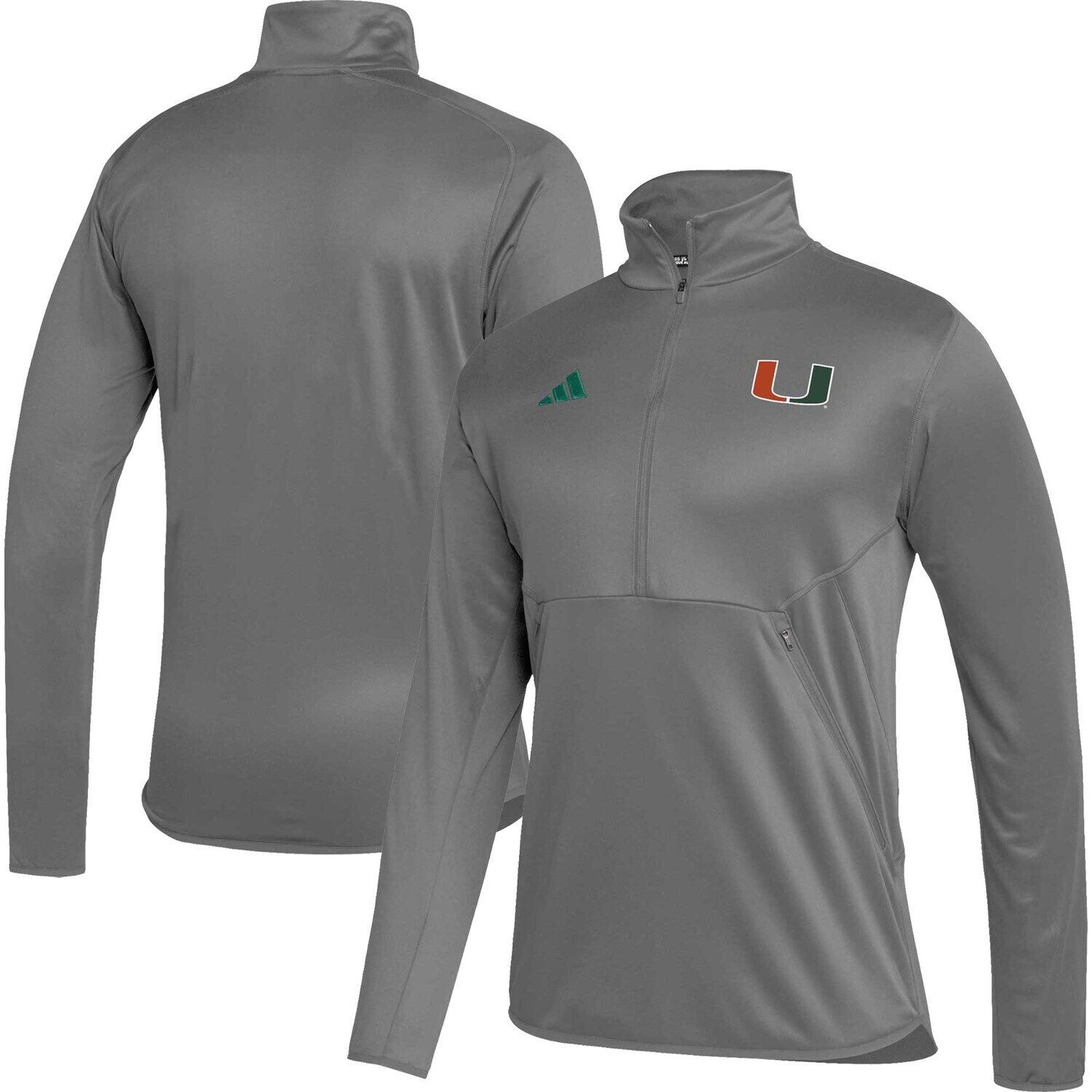 

Мужская серая футболка с молнией до половины длины Miami Hurricanes 2023 Sideline AEROREADY adidas, Серый, Мужская серая футболка с молнией до половины длины Miami Hurricanes 2023 Sideline AEROREADY adidas