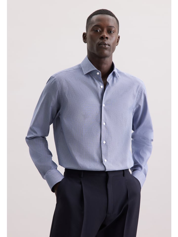 

Деловая рубашка, стандартного размера, темно-синего цвета Seidensticker