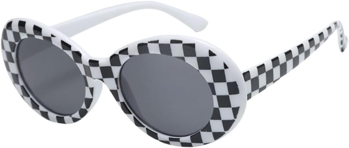 

Солнцезащитные очки Ciieeo овальной формы для женщин и мужчин в винтажном хип-хоп стиле «инопланетянин», клетчатая оправа, защита от УФ-излучения, летние аксессуары для пляжной вечеринки