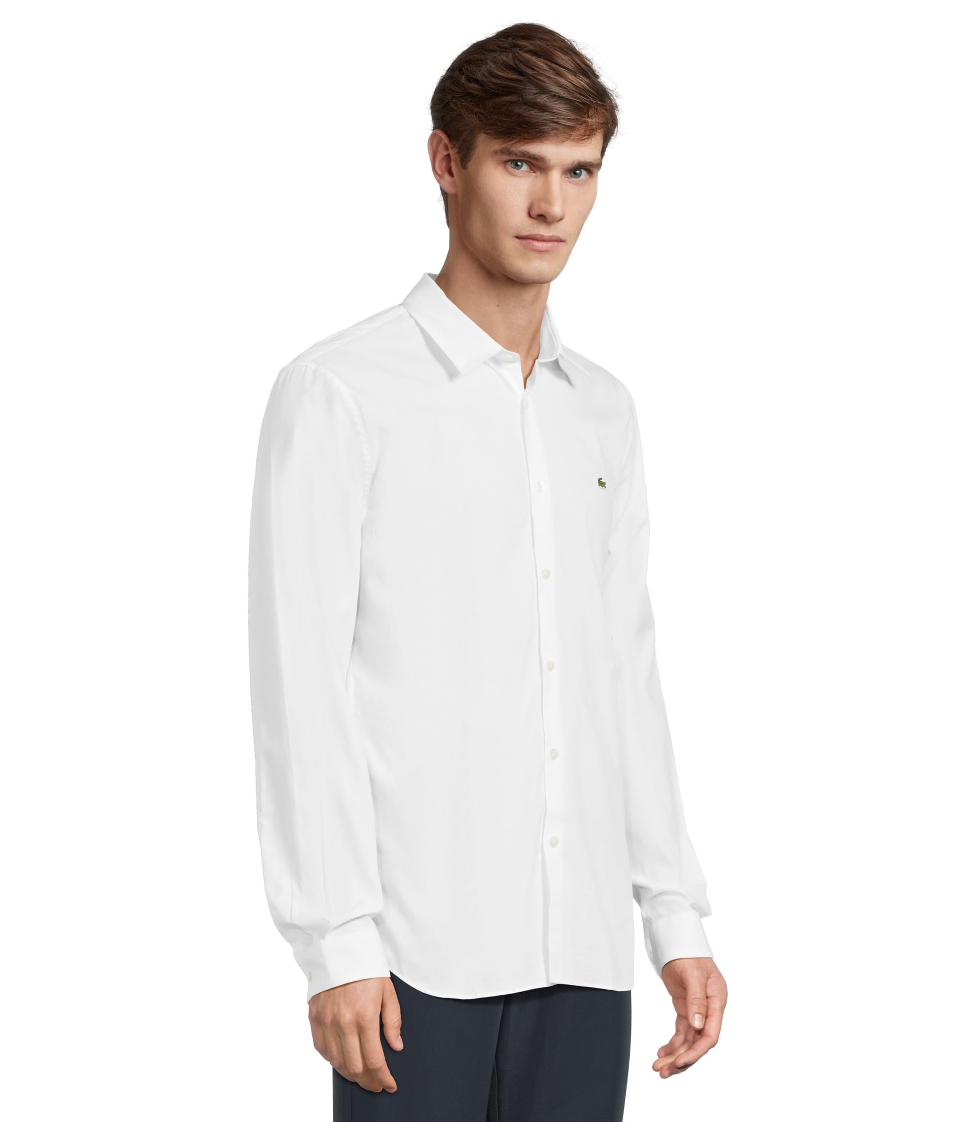 Рубашка Lacoste Slim Fit Stretch Cotton Poplin Shirt, белый — фото 2