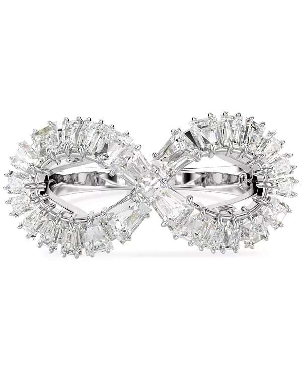 

Кольцо с родиевым покрытием и кристаллами багетной огранки в виде бесконечности Swarovski, silver