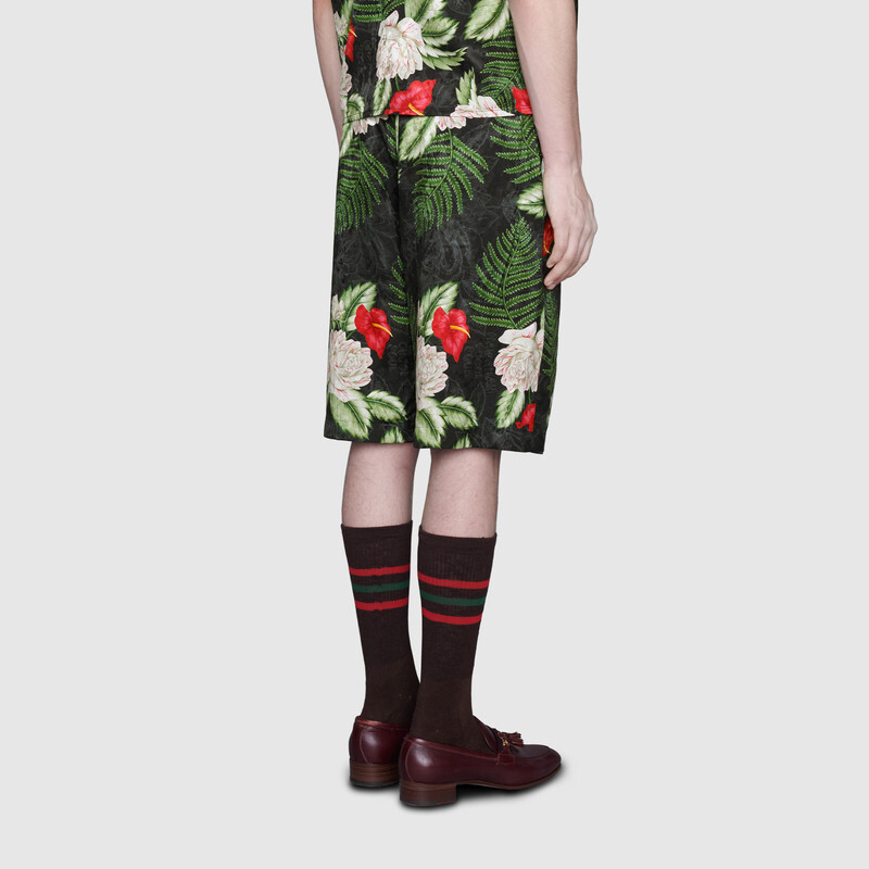 Шорты мужские Gucci с узором, черный / зеленый — фото 3