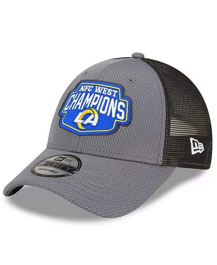 

Мужская графитовая бейсболка Los Angeles Rams 2021 NFC West Division Champions 9FORTY Trucker Snapback Hat New Era, серый