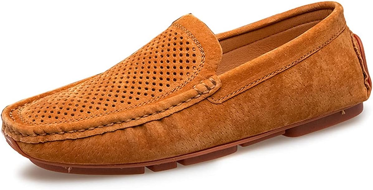 

Мужские повседневные мокасины из замши с вентиляцией, шитьем, для вождения, походов и с кармашком для монеты Litnermia, коричневый