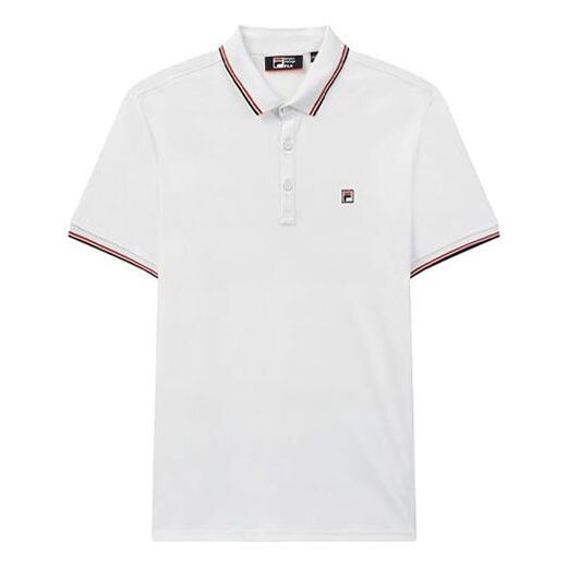 

Футболка logo solid color sports short sleeve knitted polo shirt for men white Fila, белый