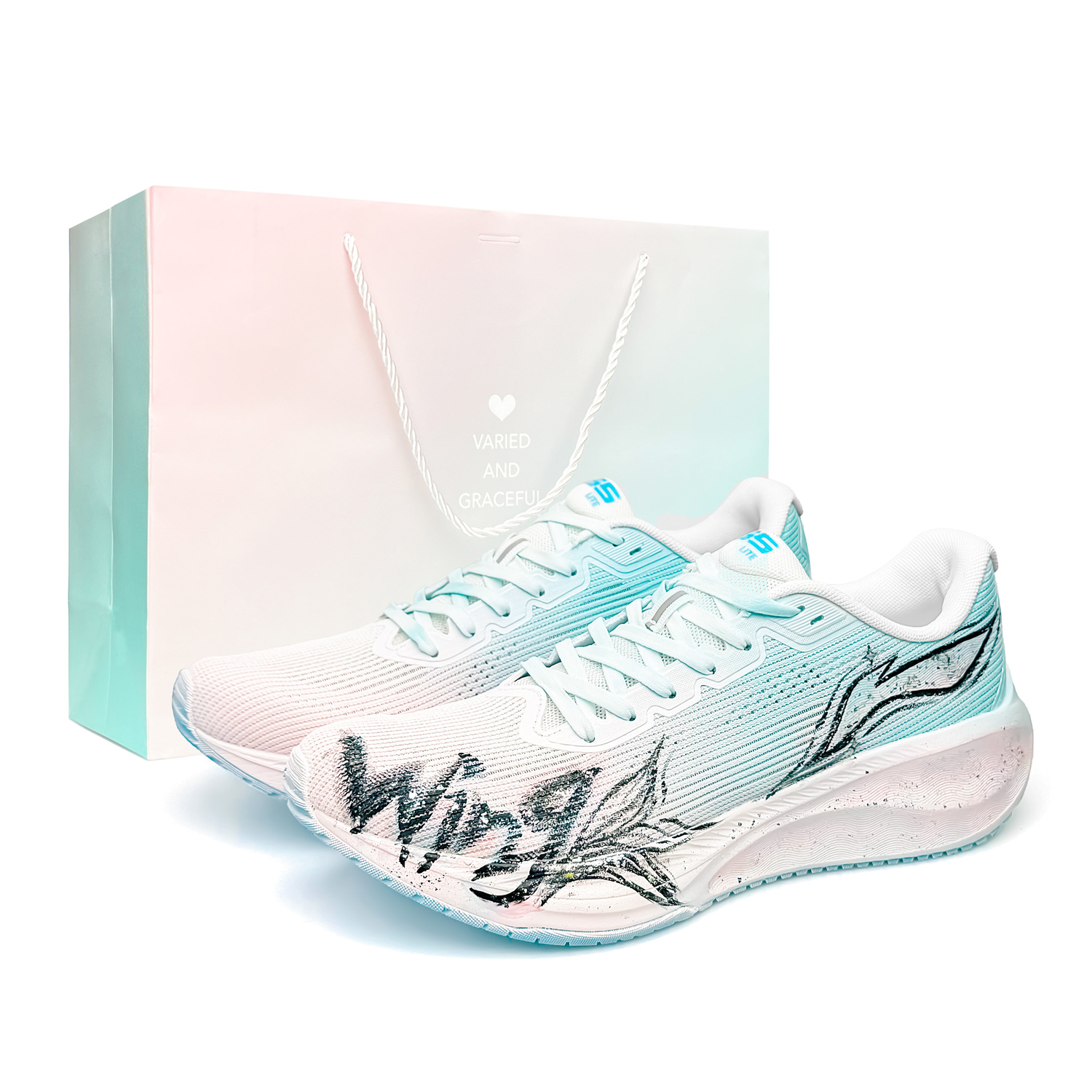 

Wuyue 2.0 амортизирующие нескользящие дышащие низкие кроссовки для повседневной носки, фитнес-тестов, медосмотров и городских поездок LINING, светло-синий розовый белый (светло-розовый синий special shopping bag)