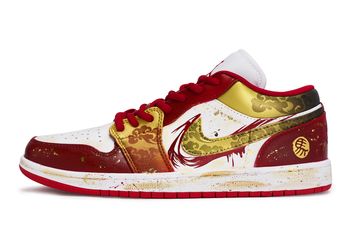 

Jordan Air 1 811 Manufacturing, Встречаем Новый год: низкие винтажные баскетбольные кроссовки унисекс, красные, белый, золотые