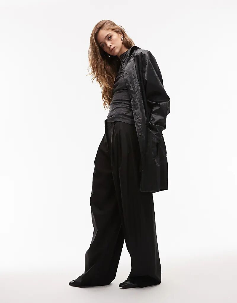 

Водонепроницаемая длинная куртка Rains 12020 черного цвета на молнии