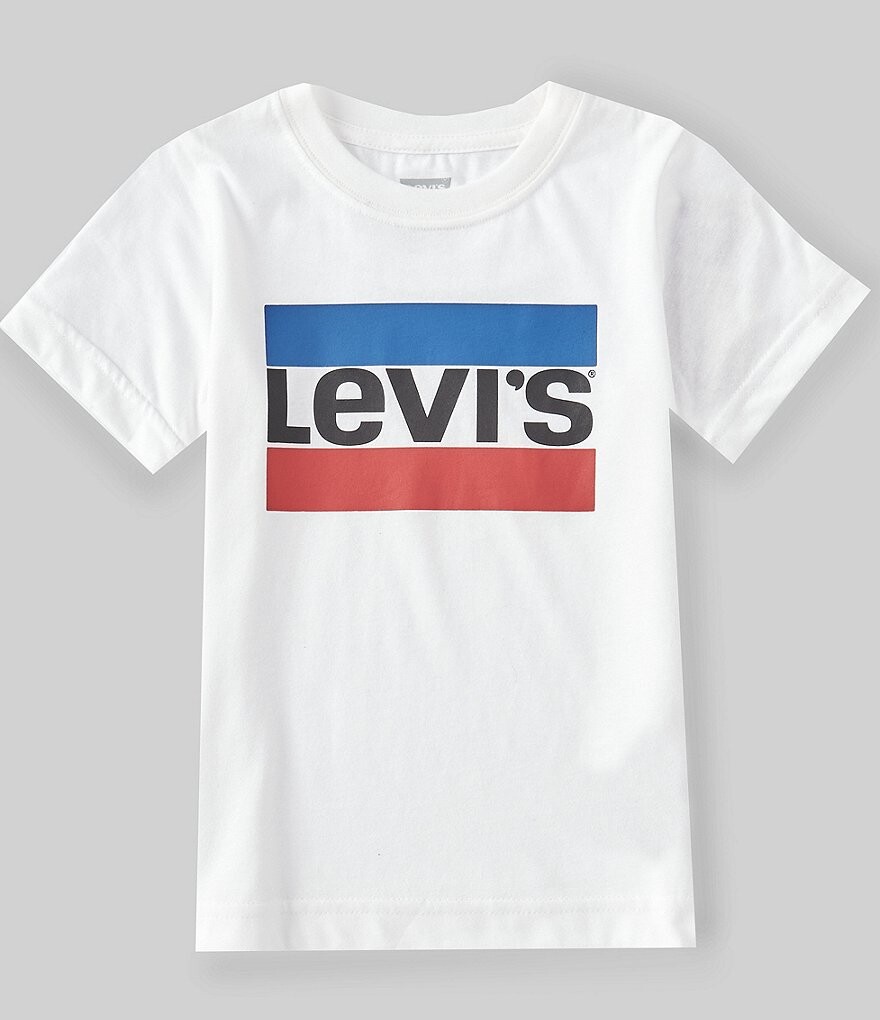 

Спортивная футболка с короткими рукавами и логотипом Levi's Little Boys 2T-7, белый