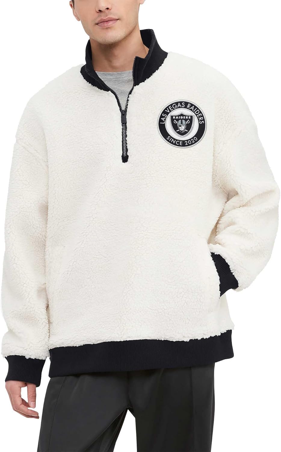 

Мужская толстовка Tommy Hilfiger NFL Jordan Sherpa с застежкой-молнией на четверть оборота, Las Vegas Raiders, Cream