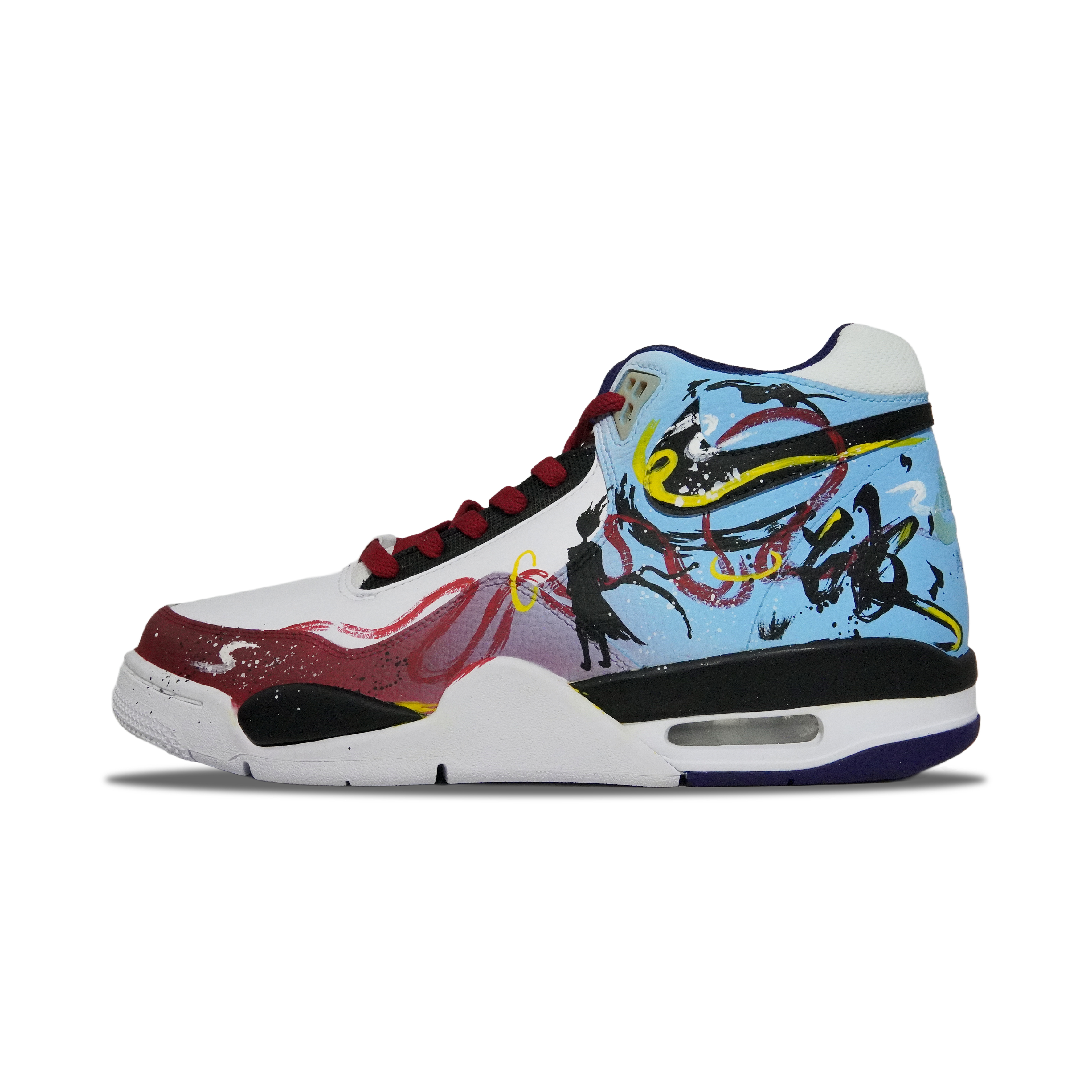 

Nike Баскетбольные кроссовки Flight Legacy Nezha Hai, износостойкие, среднего размера, винтажные, мужские, белого и синего цветов