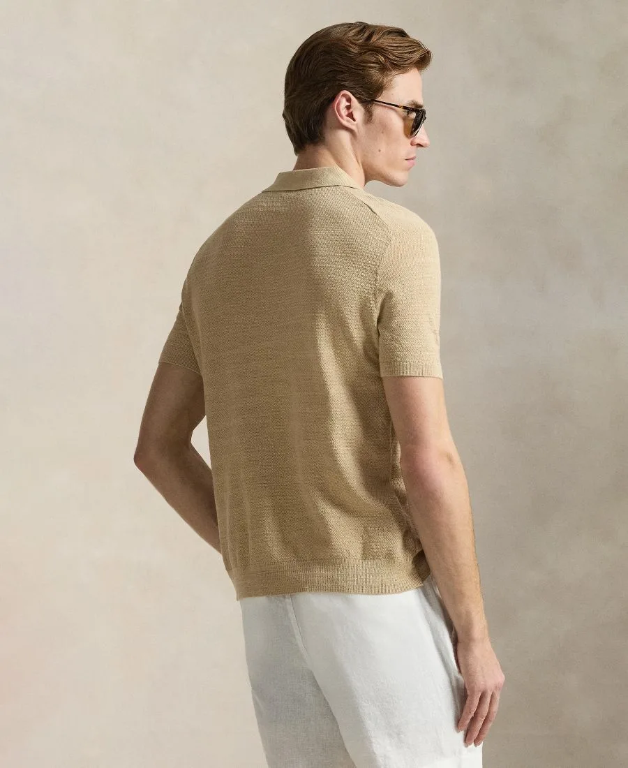 Мужская поло-рубашка с коротким рукавом и текстурированной поверхностью Polo Ralph Lauren, Dune Tan — фото 4