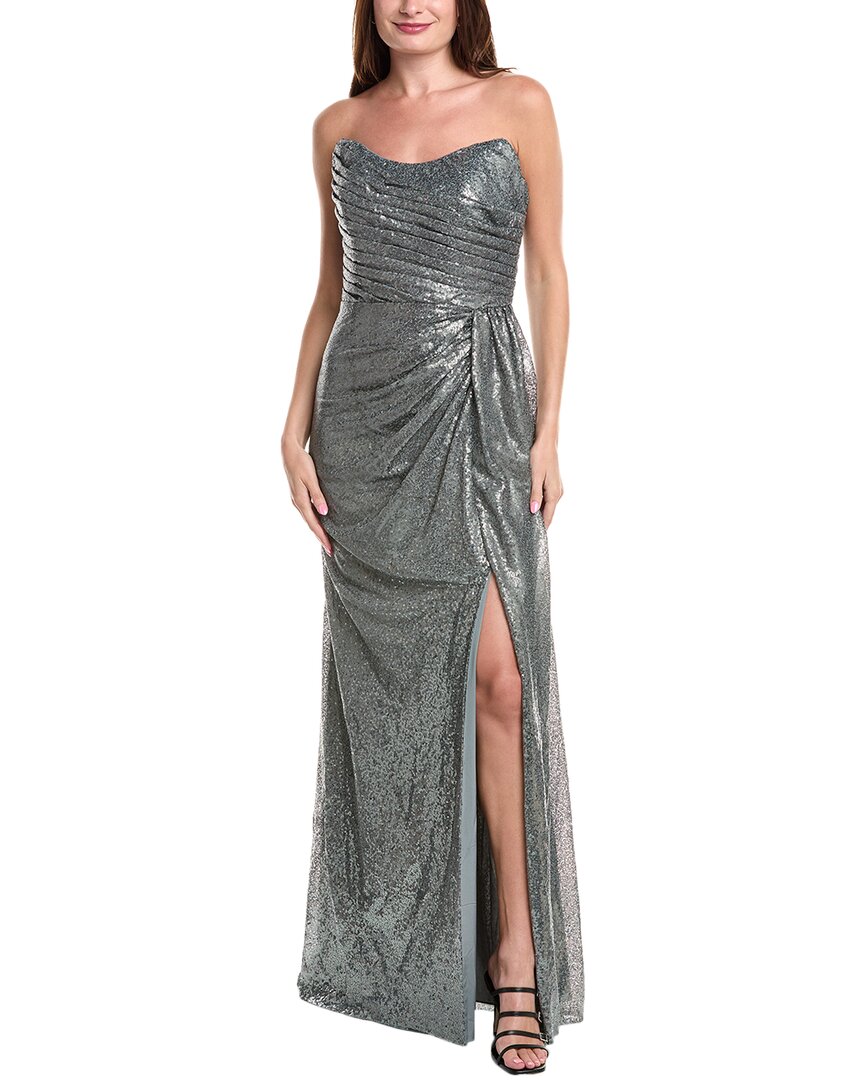 

Платье Rene Ruiz без бретелей с драпировкой и пайетками, серый