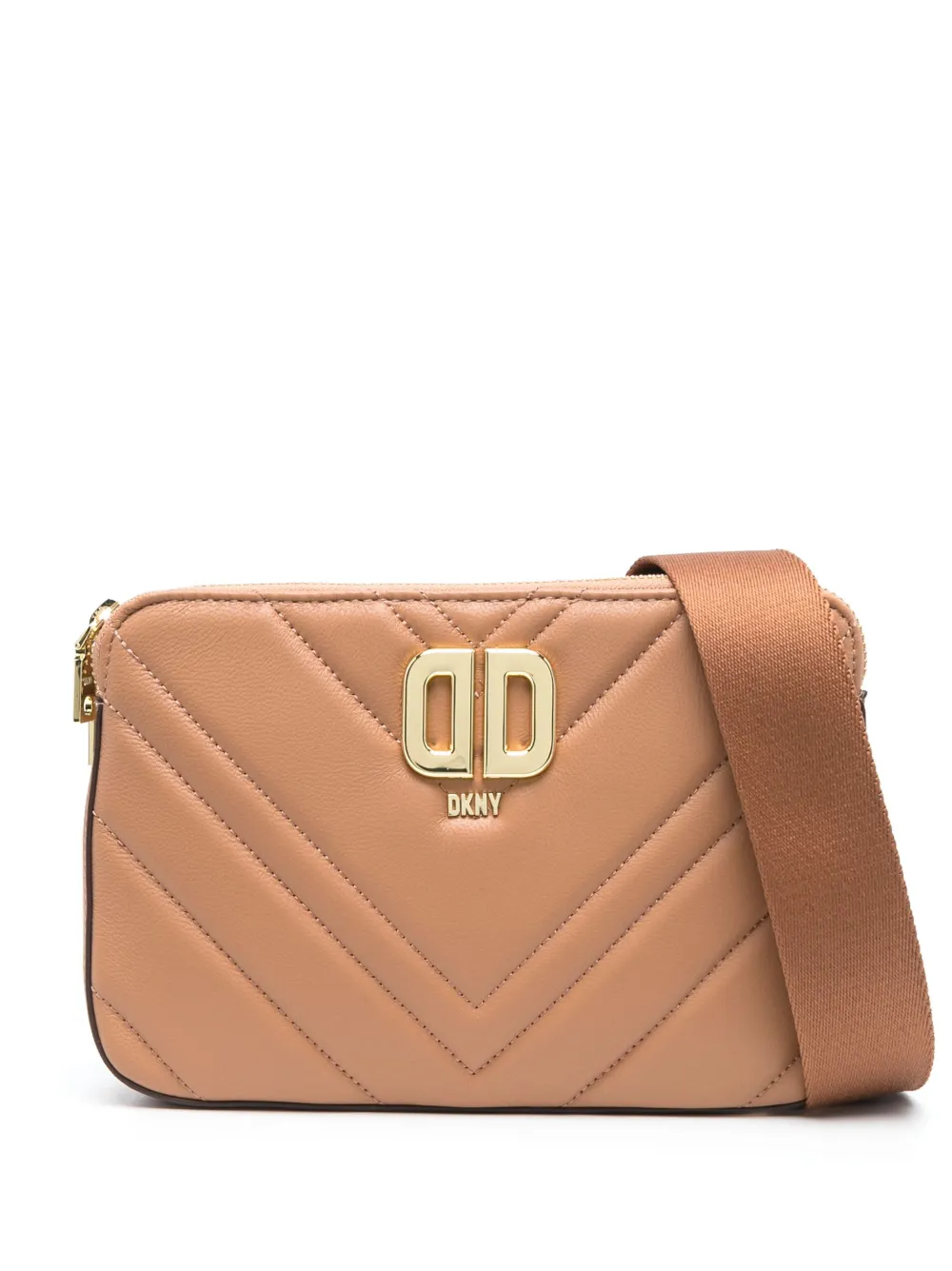 

Стеганая сумка через плечо Delphine с логотипом DKNY, коричневый
