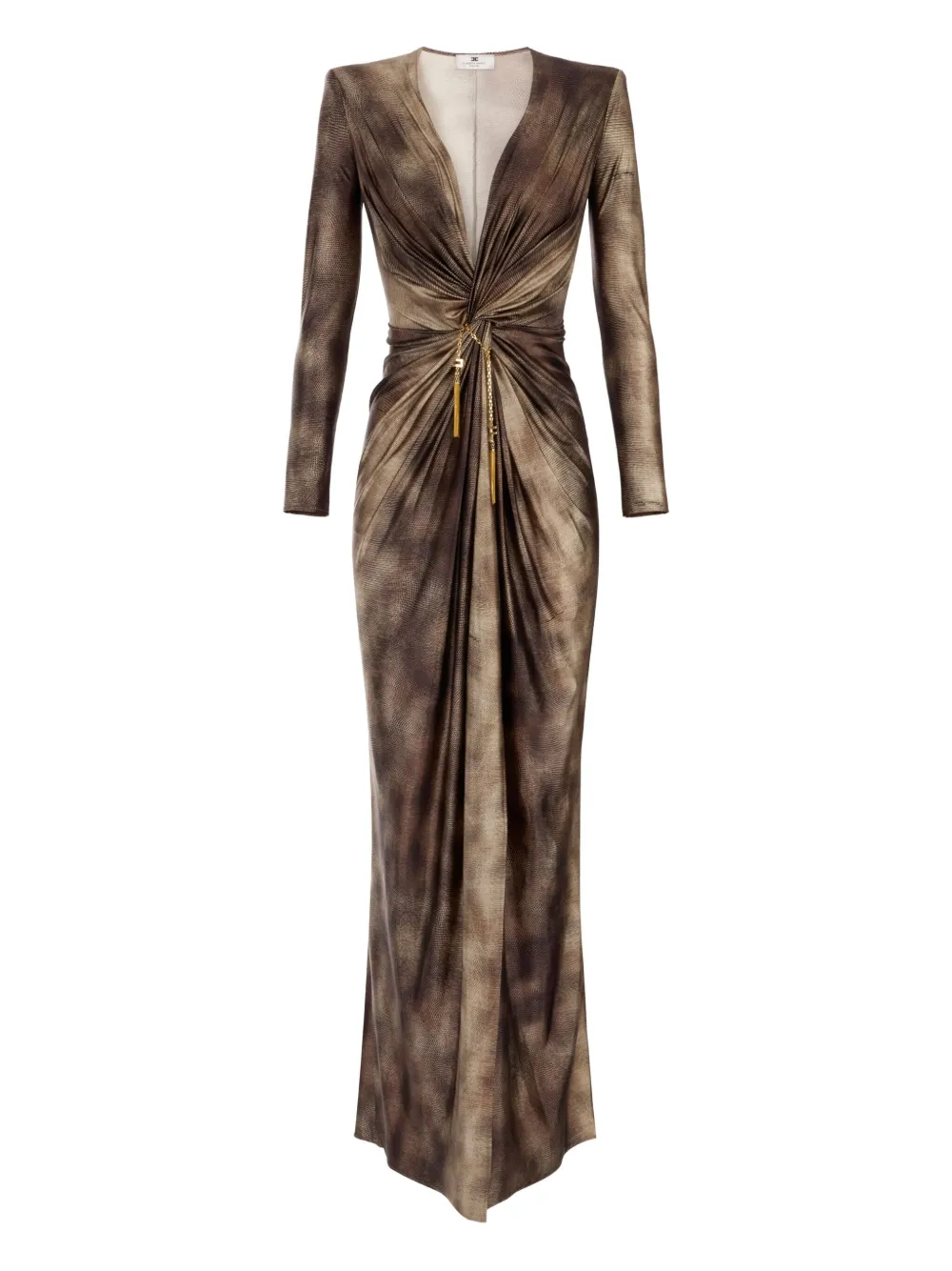 

Платье макси с драпировкой Elisabetta Franchi, коричневый