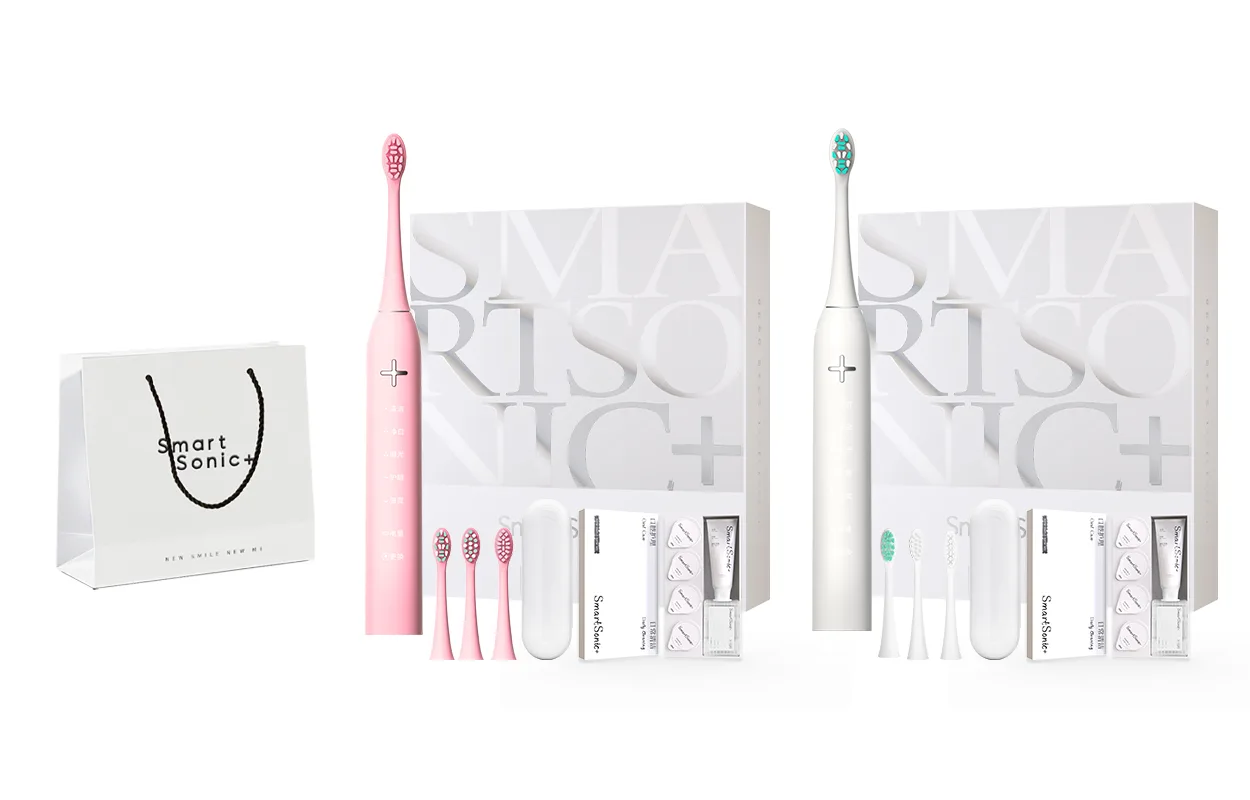 Электрическая зубная щетка Smartsonic+, Simple White+Cherry Blossom Pink-Couple Luxury Box Set