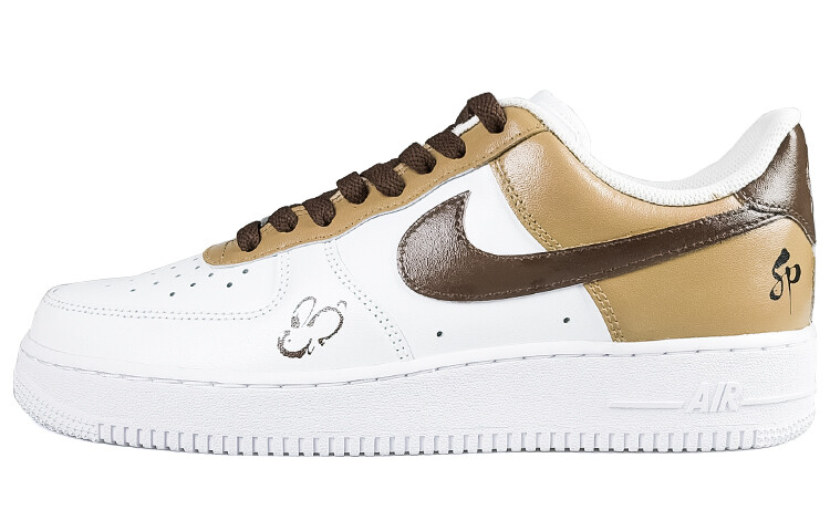 

Кроссовки для скейтбординга Air Force 1 женские с низким верхом, белые/коричневые/хаки Nike, Коричневый, Кроссовки для скейтбординга Air Force 1 женские с низким верхом, белые/коричневые/хаки Nike