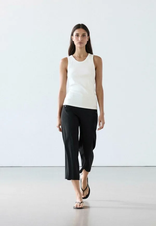 Футболка с коротким рукавом и контрастными деталями Massimo Dutti, White — фото 2