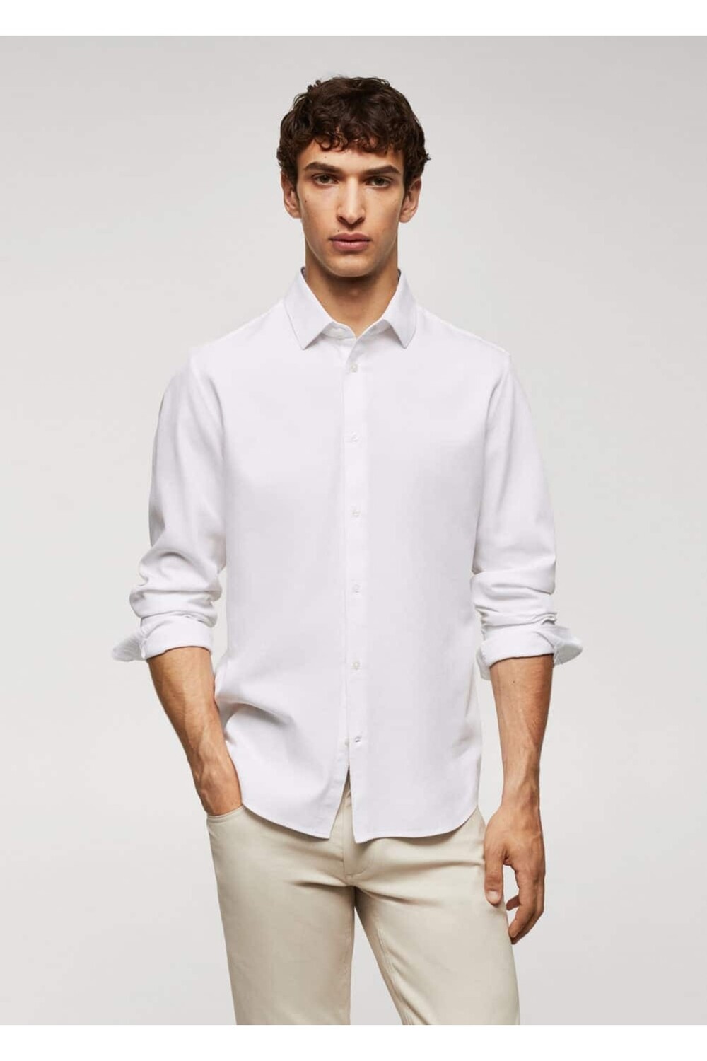 

Рубашка Slim Fit из хлопка Mango, синий