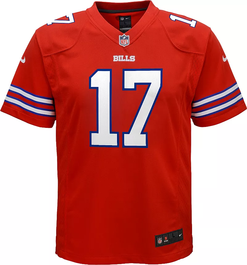 Красная игровая майка Nike Youth Buffalo Bills Josh Allen № 17 — фото 2