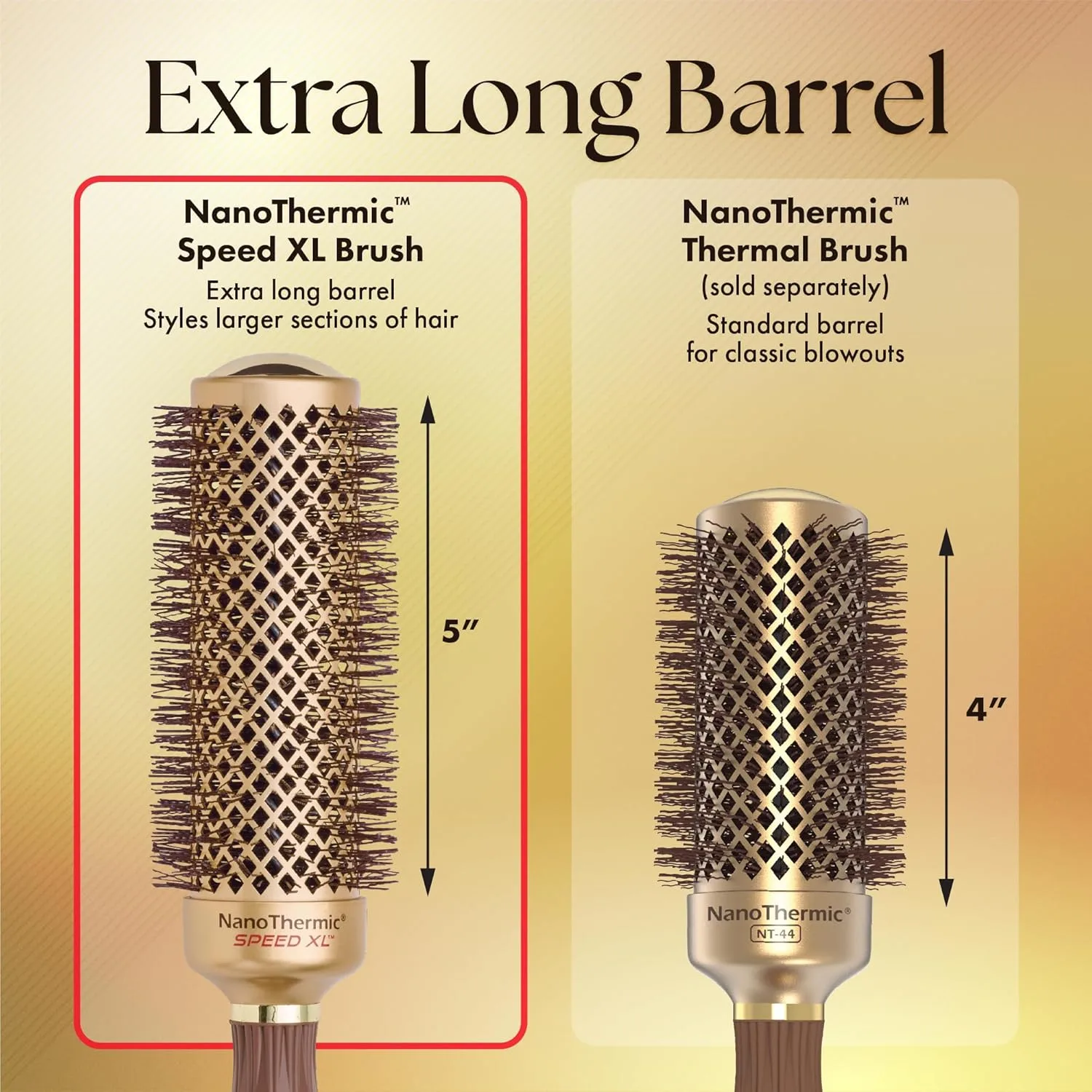 Термощетка для укладки волос Olivia Garden NanoThermic Ceramic + Ion Speed ​​XL Round Thermal Hair Brush - не электрическая - профессиональная щетка для нормальных и густых волос. 4,4 см — фото 3