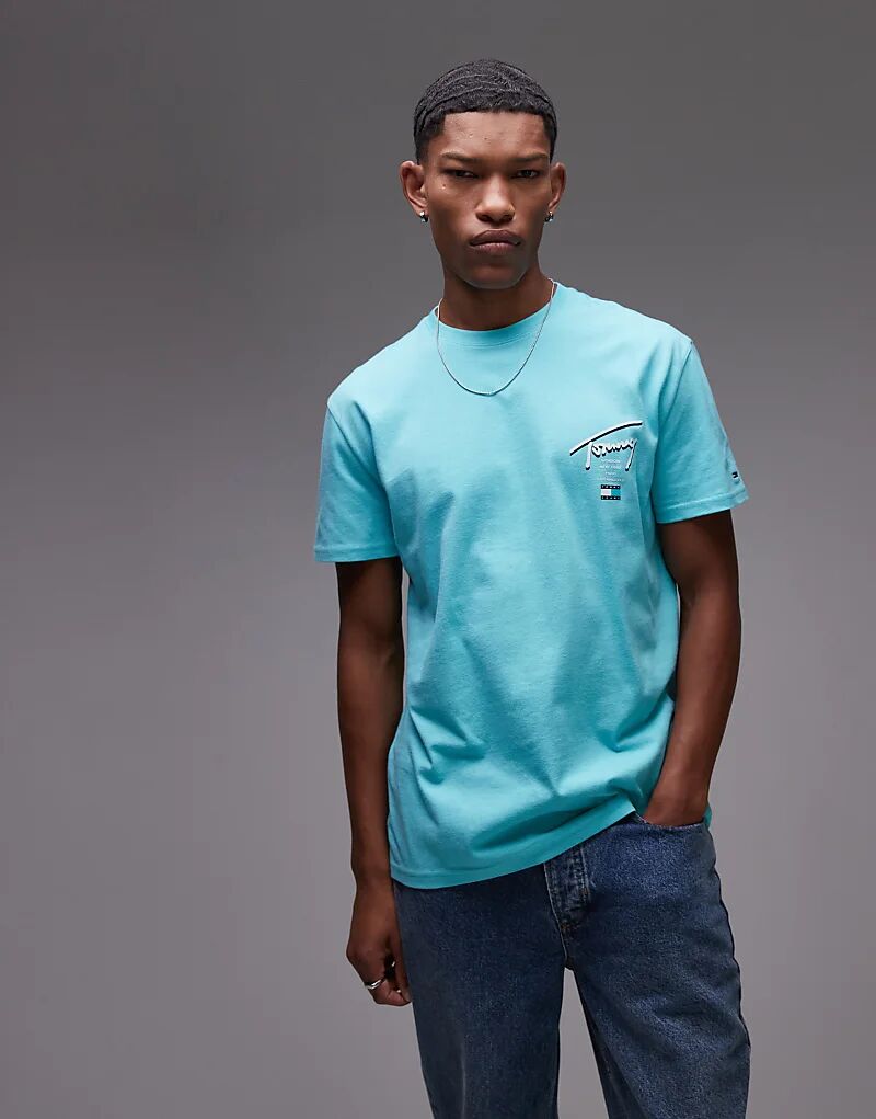 

Футболка Tommy Jeans с фирменным принтом на спине зеленого цвета
