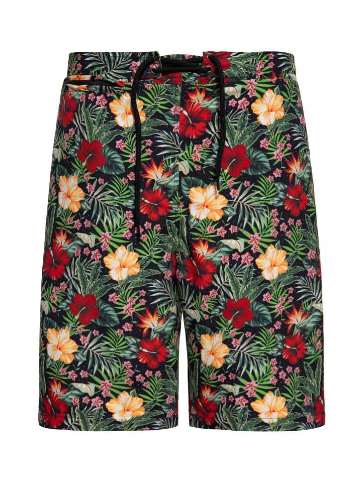 

Плавки-шорты King Kerosin Hibiscus черного цвета King Kerosin