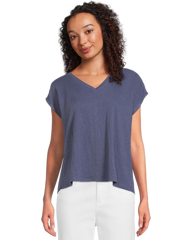 

Футболка Eileen Fisher V-Neck Square Tee, цвет Bluette