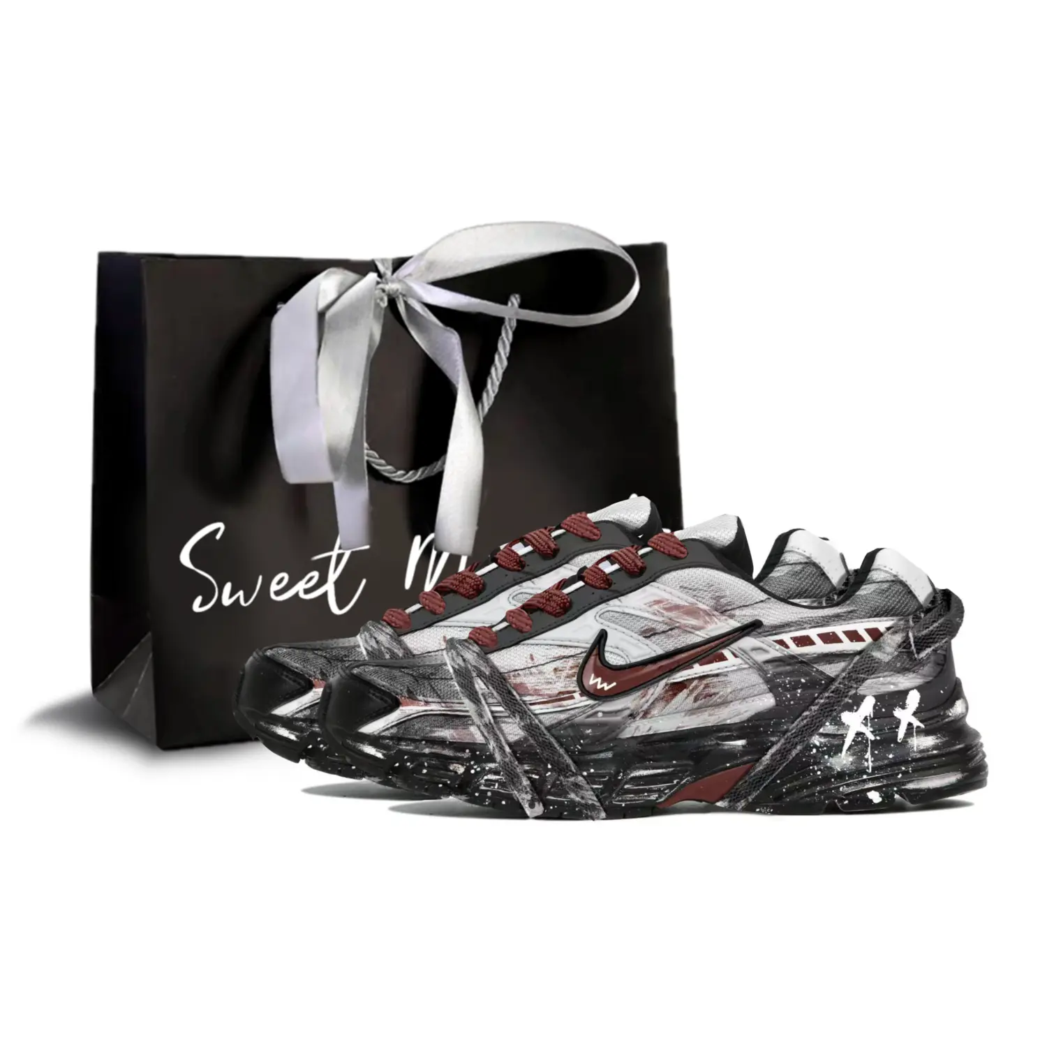 

Инициатор амортизирующая дышащая поддержка низкие повседневные городские туфли для поездок на работу беговые мужские black gray Nike, белый