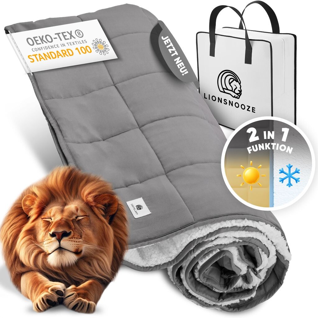 

LIONSNOOZE Утяжеленное одеяло 9 кг - Утяжеленное одеяло | Одеяло терапевтическое 135×200 | Тяжелое одеяло для спокойного сна | Релаксирующее одеяло при нарушениях сна Carlucci & Santana
