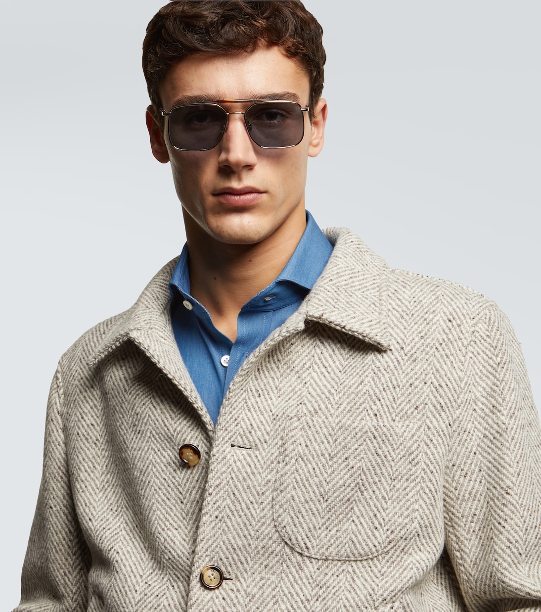Sartorial Sunset квадратные солнцезащитные очки Brunello Cucinelli, Gold Blue — фото 3