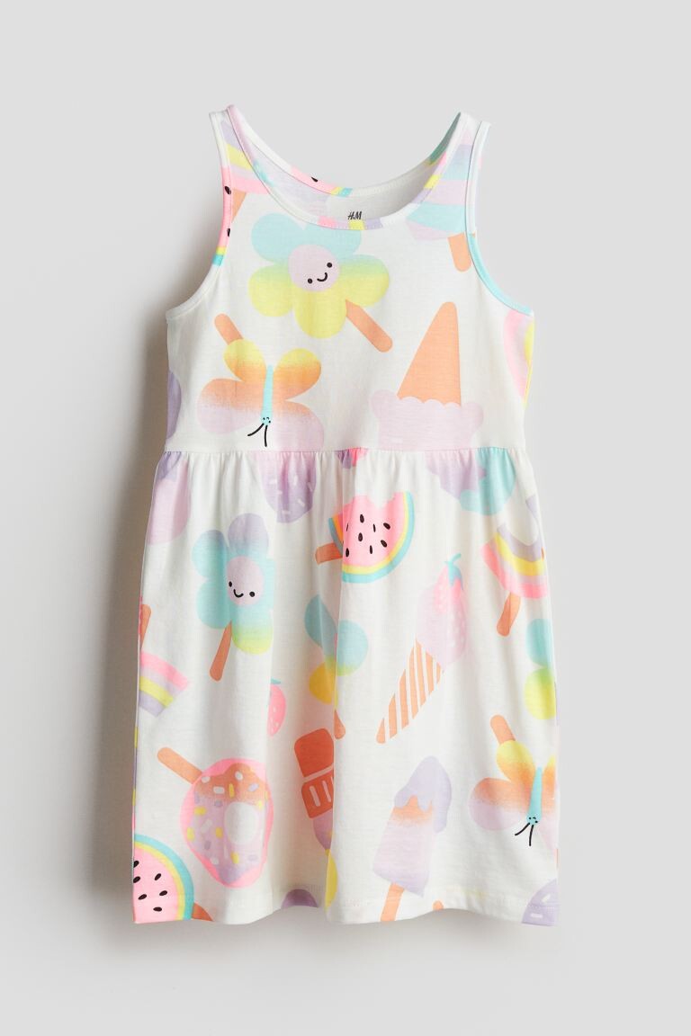 

Хлопковое платье с рисунком H&M, белый